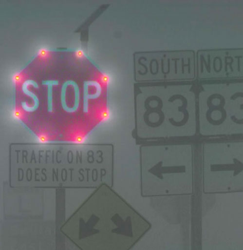 flashing stop sign solution in fog