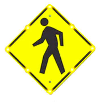 Pedestrian crossing sign for industrial complex
