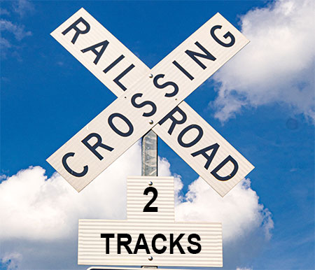 crossbuck railroad sign with R15-2P plaque