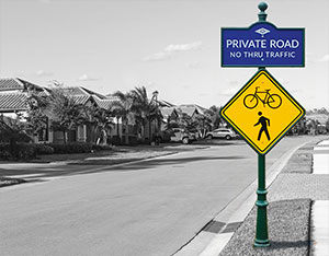 Private road decorative traffic control sign