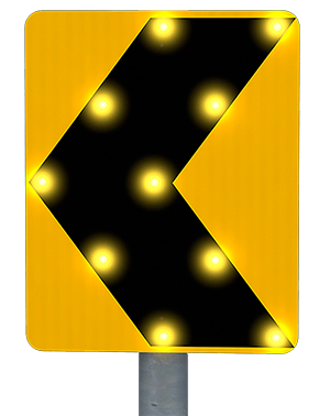 curve warning blinker sign