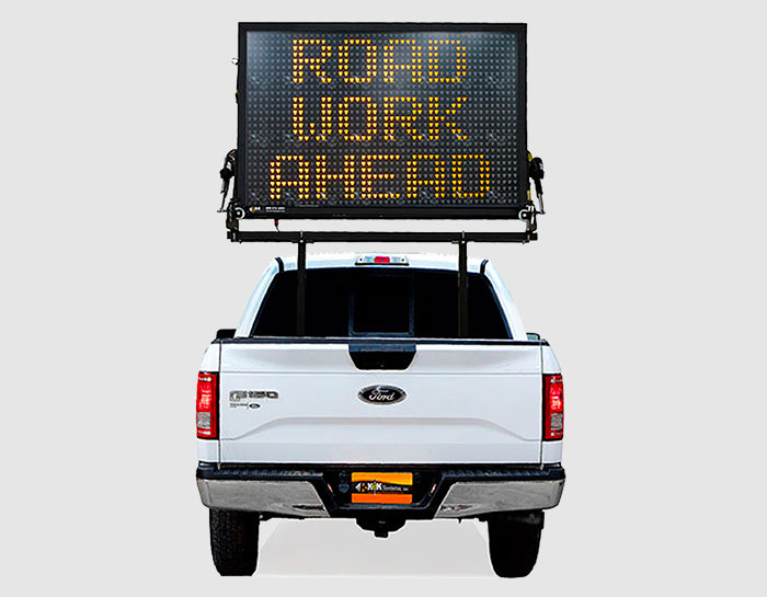 road work ahead truck mounted workzone sign