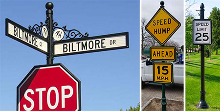 decorative and ornamental traffic control sign work examples