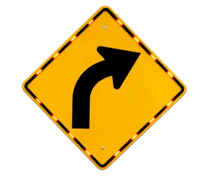 curve warning approach sign
